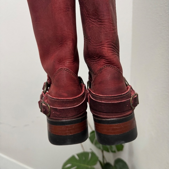 RARE Vintage Frye Square Toe 12R Harness Boots 77250 Red USA Made Women's 8 - Picture 3 of 6